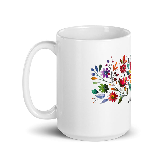 Amaia Exclusive Name Art Piece Home Office Work Coffee Mug Mexican Spanish Pride Gift Cup One - Of - A - Kind Calligraphy White Glossy Mug | A20 - Mexicada