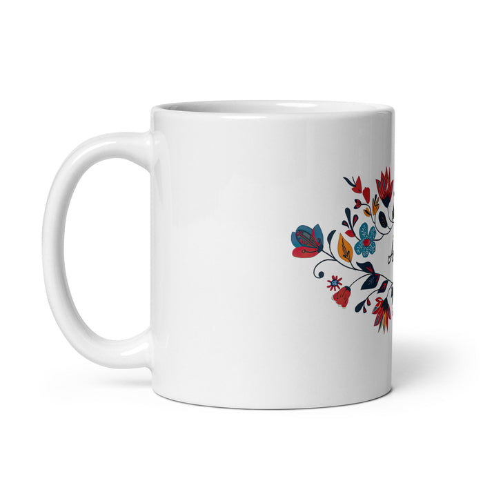 Amaia Exclusive Name Art Piece Home Office Work Coffee Mug Mexican Spanish Pride Gift Cup One - Of - A - Kind Calligraphy White Glossy Mug | A24 - Mexicada