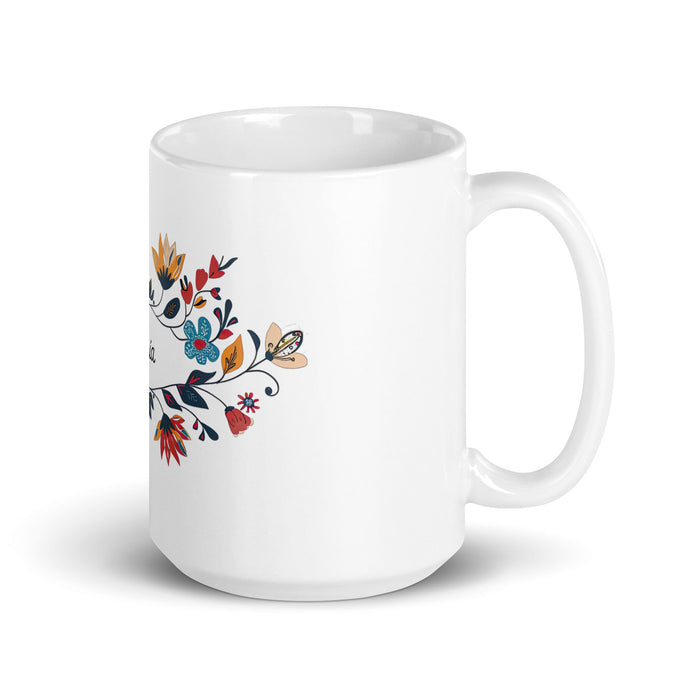 Amaia Exclusive Name Art Piece Home Office Work Coffee Mug Mexican Spanish Pride Gift Cup One - Of - A - Kind Calligraphy White Glossy Mug | A24 - Mexicada