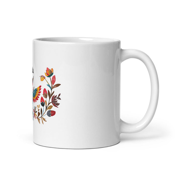 Amaia Exclusive Name Art Piece Home Office Work Coffee Mug Mexican Spanish Pride Gift Cup One-Of-A-Kind Calligraphy White Glossy Mug | A4 Mexicada 11 oz