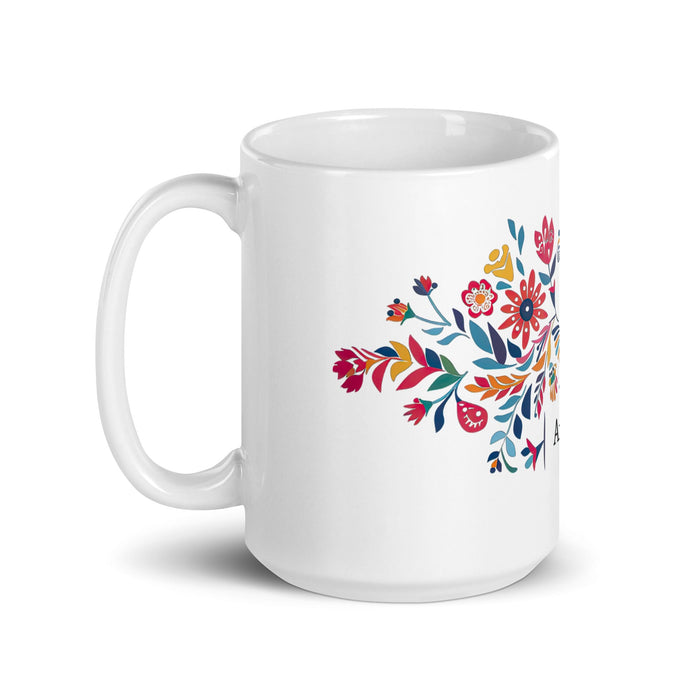 Amaia Exclusive Name Art Piece Home Office Work Coffee Mug Mexican Spanish Pride Gift Cup One - Of - A - Kind Calligraphy White Glossy Mug | A5 - Mexicada