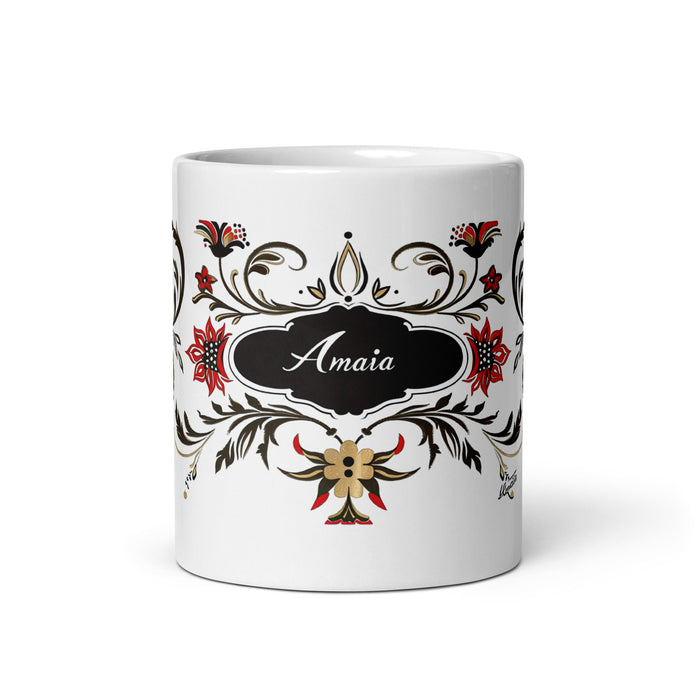 Amaia Exclusive Name Art Piece Home Office Work Coffee Mug Mexican Spanish Pride Gift Cup One - Of - A - Kind Calligraphy White Glossy Mug | A7 - Mexicada