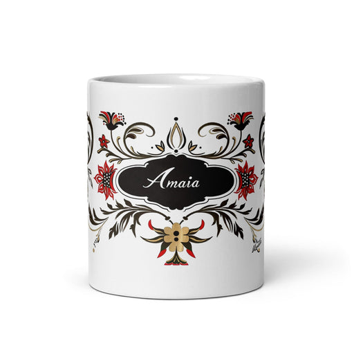 Amaia Exclusive Name Art Piece Home Office Work Coffee Mug Mexican Spanish Pride Gift Cup One-Of-A-Kind Calligraphy White Glossy Mug | A7 Mexicada