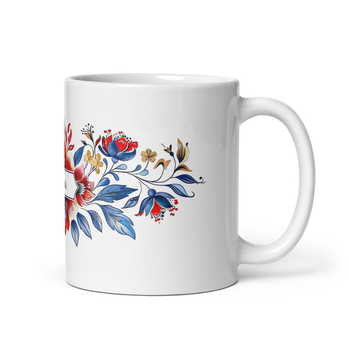 Amaia Exclusive Name Art Piece Home Office Work Coffee Mug Mexican Spanish Pride Gift Cup One-Of-A-Kind Calligraphy White Glossy Mug | A8 Mexicada 11 oz