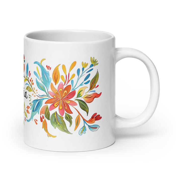 Amalia Exclusive Name Art Piece Home Office Work Coffee Mug Mexican Spanish Pride Gift Cup One - Of - A - Kind Calligraphy White Glossy Mug | A1 - Mexicada