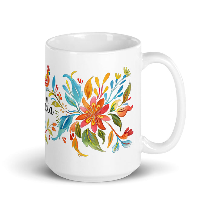 Amalia Exclusive Name Art Piece Home Office Work Coffee Mug Mexican Spanish Pride Gift Cup One - Of - A - Kind Calligraphy White Glossy Mug | A1 - Mexicada