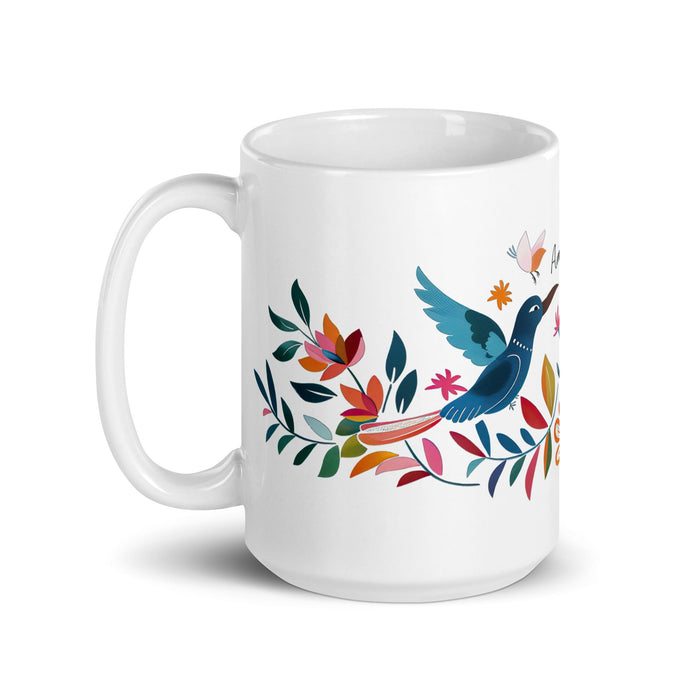 Amalia Exclusive Name Art Piece Home Office Work Coffee Mug Mexican Spanish Pride Gift Cup One - Of - A - Kind Calligraphy White Glossy Mug | A12 - Mexicada