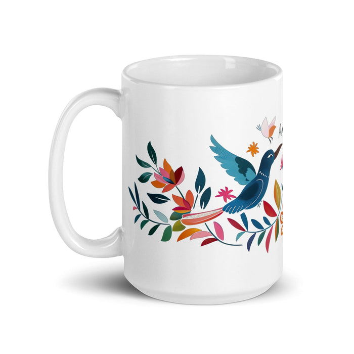 Amalia Exclusive Name Art Piece Home Office Work Coffee Mug Mexican Spanish Pride Gift Cup One-Of-A-Kind Calligraphy White Glossy Mug | A12 Mexicada