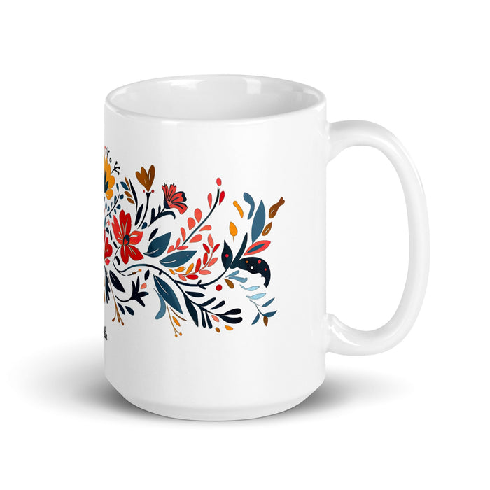 Amalia Exclusive Name Art Piece Home Office Work Coffee Mug Mexican Spanish Pride Gift Cup One - Of - A - Kind Calligraphy White Glossy Mug | A13 - Mexicada