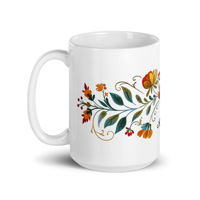 Amalia Exclusive Name Art Piece Home Office Work Coffee Mug Mexican Spanish Pride Gift Cup One-Of-A-Kind Calligraphy White Glossy Mug | A14 Mexicada