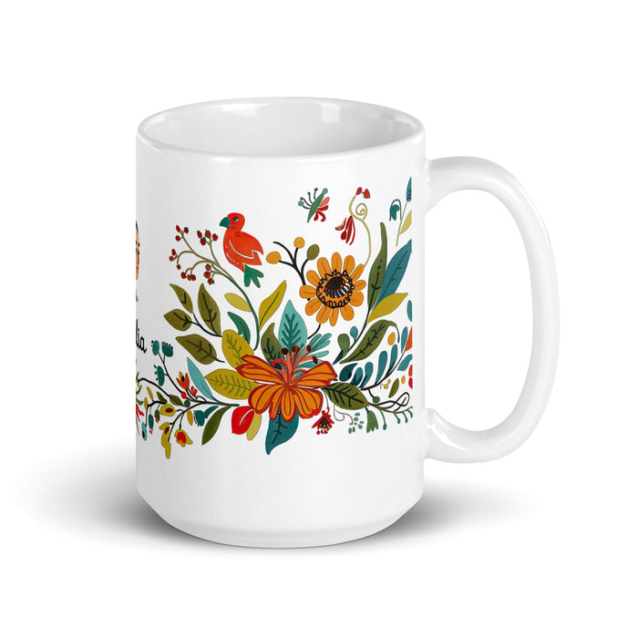 Amalia Exclusive Name Art Piece Home Office Work Coffee Mug Mexican Spanish Pride Gift Cup One-Of-A-Kind Calligraphy White Glossy Mug | A16 Mexicada 15 oz