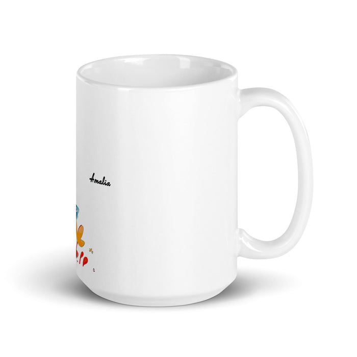 Amalia Exclusive Name Art Piece Home Office Work Coffee Mug Mexican Spanish Pride Gift Cup One - Of - A - Kind Calligraphy White Glossy Mug | A17 - Mexicada