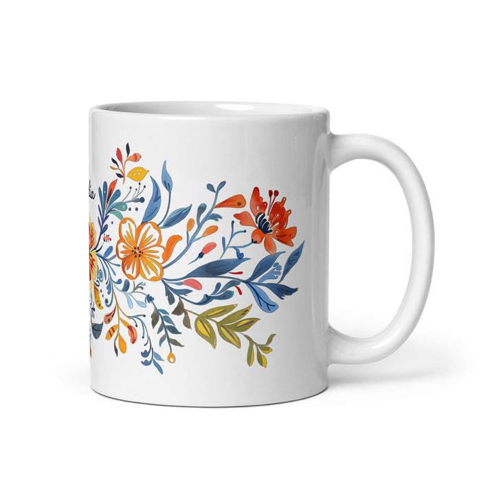 Amalia Exclusive Name Art Piece Home Office Work Coffee Mug Mexican Spanish Pride Gift Cup One - Of - A - Kind Calligraphy White Glossy Mug | A20 - Mexicada