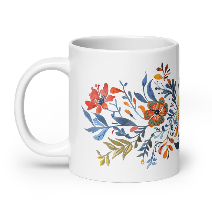 Amalia Exclusive Name Art Piece Home Office Work Coffee Mug Mexican Spanish Pride Gift Cup One - Of - A - Kind Calligraphy White Glossy Mug | A20 - Mexicada