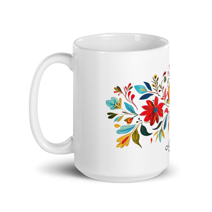 Amalia Exclusive Name Art Piece Home Office Work Coffee Mug Mexican Spanish Pride Gift Cup One - Of - A - Kind Calligraphy White Glossy Mug | A21 - Mexicada