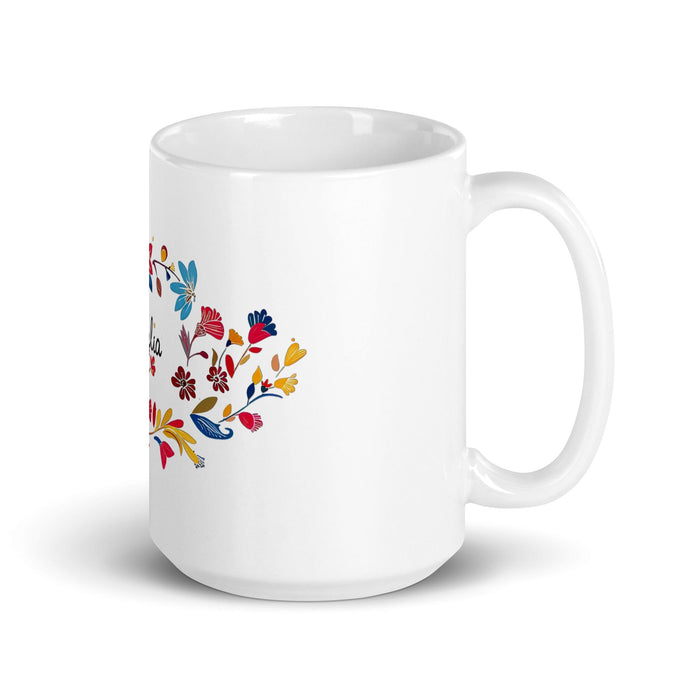 Amalia Exclusive Name Art Piece Home Office Work Coffee Mug Mexican Spanish Pride Gift Cup One-Of-A-Kind Calligraphy White Glossy Mug | A23 Mexicada 15 oz