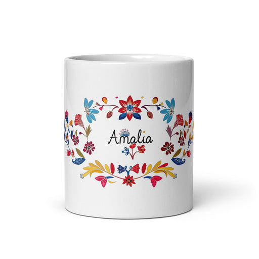 Amalia Exclusive Name Art Piece Home Office Work Coffee Mug Mexican Spanish Pride Gift Cup One-Of-A-Kind Calligraphy White Glossy Mug | A23 Mexicada