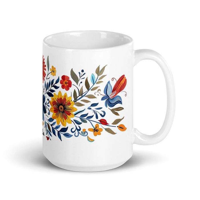 Amalia Exclusive Name Art Piece Home Office Work Coffee Mug Mexican Spanish Pride Gift Cup One-Of-A-Kind Calligraphy White Glossy Mug | A26 Mexicada 15 oz