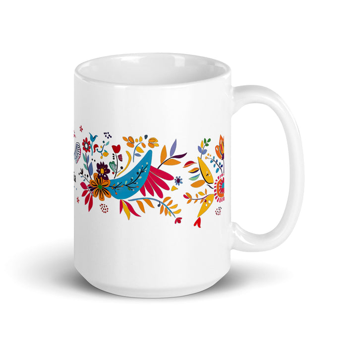 Amalia Exclusive Name Art Piece Home Office Work Coffee Mug Mexican Spanish Pride Gift Cup One - Of - A - Kind Calligraphy White Glossy Mug | A27 - Mexicada