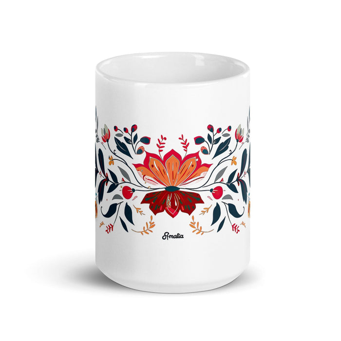 Amalia Exclusive Name Art Piece Home Office Work Coffee Mug Mexican Spanish Pride Gift Cup One-Of-A-Kind Calligraphy White Glossy Mug | A28 Mexicada