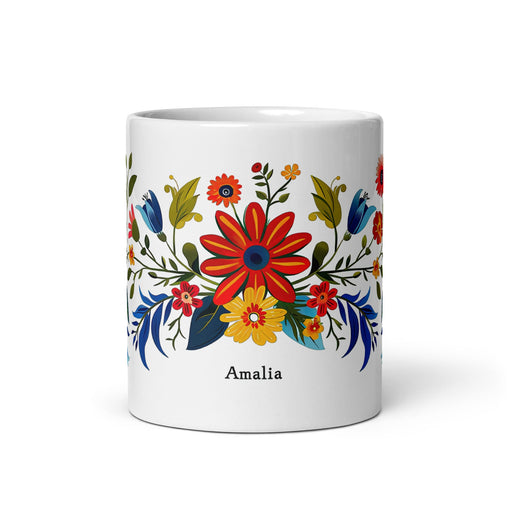 Amalia Exclusive Name Art Piece Home Office Work Coffee Mug Mexican Spanish Pride Gift Cup One - Of - A - Kind Calligraphy White Glossy Mug | A3 - Mexicada