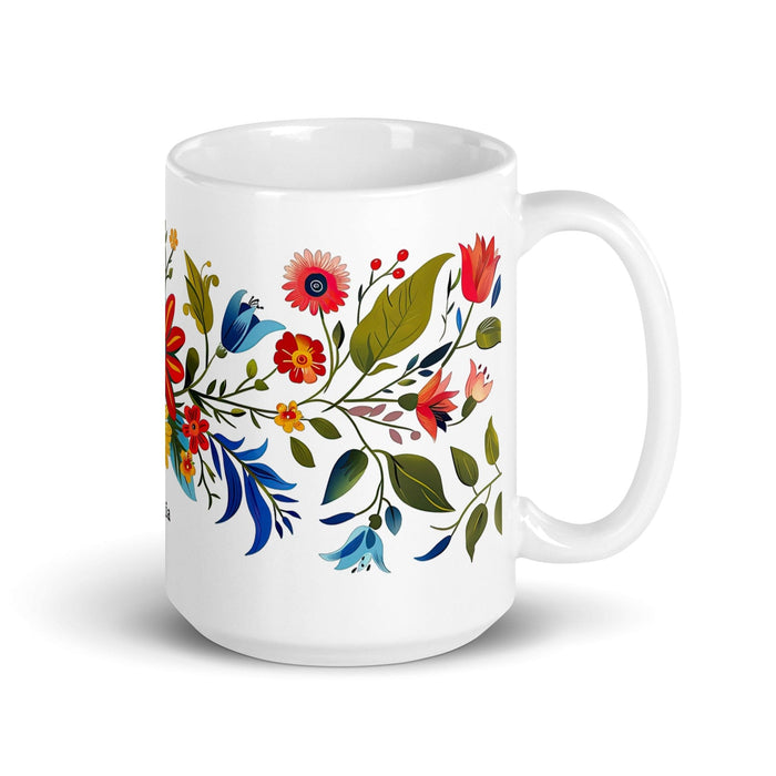 Amalia Exclusive Name Art Piece Home Office Work Coffee Mug Mexican Spanish Pride Gift Cup One-Of-A-Kind Calligraphy White Glossy Mug | A3 Mexicada 15 oz