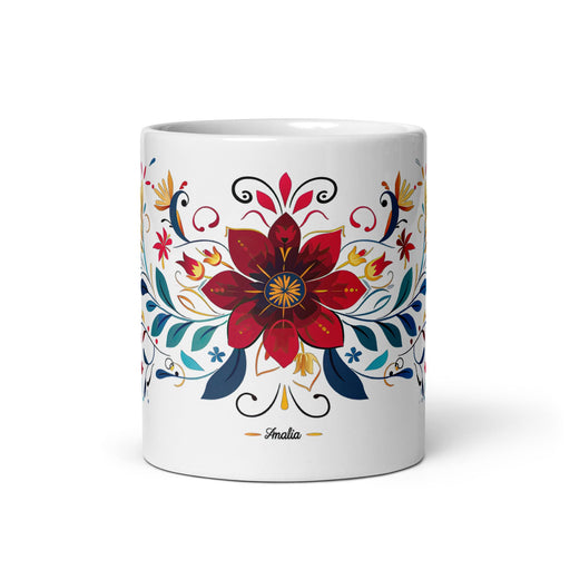 Amalia Exclusive Name Art Piece Home Office Work Coffee Mug Mexican Spanish Pride Gift Cup One - Of - A - Kind Calligraphy White Glossy Mug | A8 - Mexicada