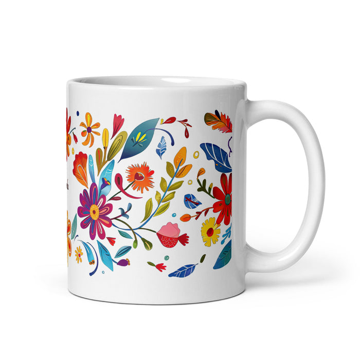 Amanda Exclusive Name Art Piece Home Office Work Coffee Mug Mexican Spanish Pride Gift Cup One - Of - A - Kind Calligraphy White Glossy Mug | A1 - Mexicada