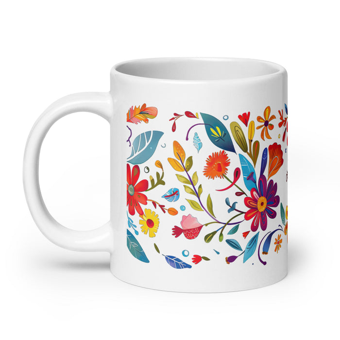 Amanda Exclusive Name Art Piece Home Office Work Coffee Mug Mexican Spanish Pride Gift Cup One - Of - A - Kind Calligraphy White Glossy Mug | A1 - Mexicada