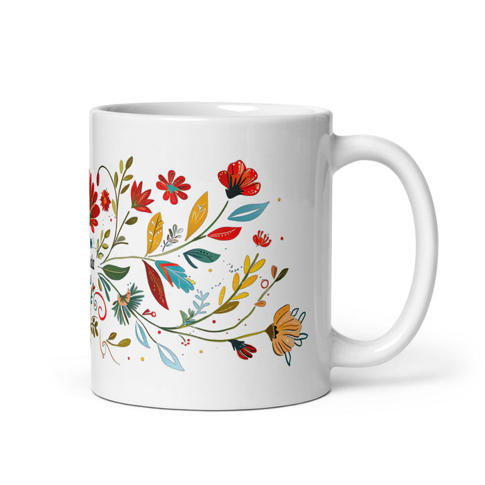 Amanda Exclusive Name Art Piece Home Office Work Coffee Mug Mexican Spanish Pride Gift Cup One - Of - A - Kind Calligraphy White Glossy Mug | A10 - Mexicada