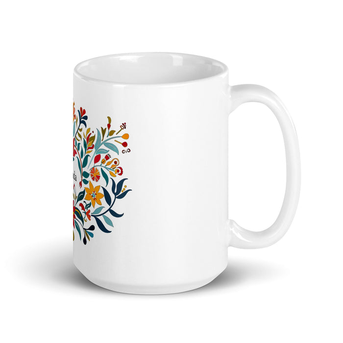 Amanda Exclusive Name Art Piece Home Office Work Coffee Mug Mexican Spanish Pride Gift Cup One - Of - A - Kind Calligraphy White Glossy Mug | A11 - Mexicada