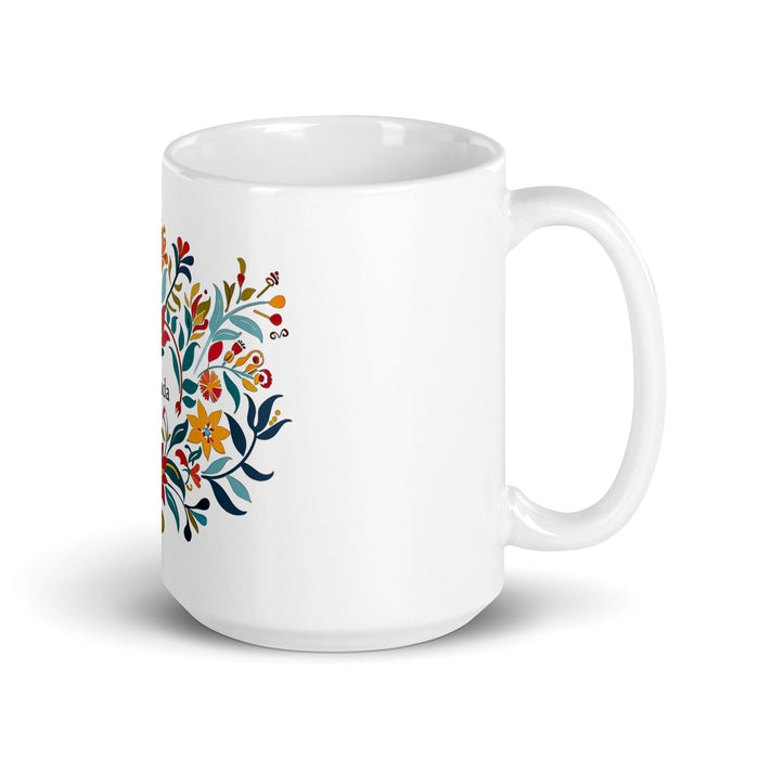 Amanda Exclusive Name Art Piece Home Office Work Coffee Mug Mexican Spanish Pride Gift Cup One-Of-A-Kind Calligraphy White Glossy Mug | A11 Mexicada 15 oz