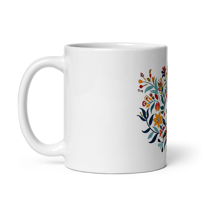 Amanda Exclusive Name Art Piece Home Office Work Coffee Mug Mexican Spanish Pride Gift Cup One-Of-A-Kind Calligraphy White Glossy Mug | A11 Mexicada