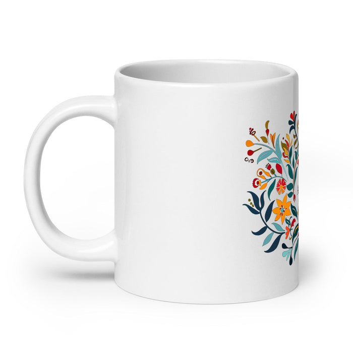 Amanda Exclusive Name Art Piece Home Office Work Coffee Mug Mexican Spanish Pride Gift Cup One-Of-A-Kind Calligraphy White Glossy Mug | A11 Mexicada