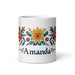 Amanda Exclusive Name Art Piece Home Office Work Coffee Mug Mexican Spanish Pride Gift Cup One - Of - A - Kind Calligraphy White Glossy Mug | A12 - Mexicada