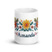 Amanda Exclusive Name Art Piece Home Office Work Coffee Mug Mexican Spanish Pride Gift Cup One - Of - A - Kind Calligraphy White Glossy Mug | A12 - Mexicada