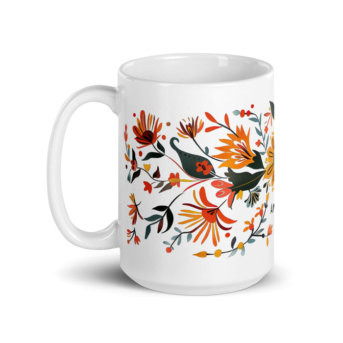 Amanda Exclusive Name Art Piece Home Office Work Coffee Mug Mexican Spanish Pride Gift Cup One - Of - A - Kind Calligraphy White Glossy Mug | A13 - Mexicada