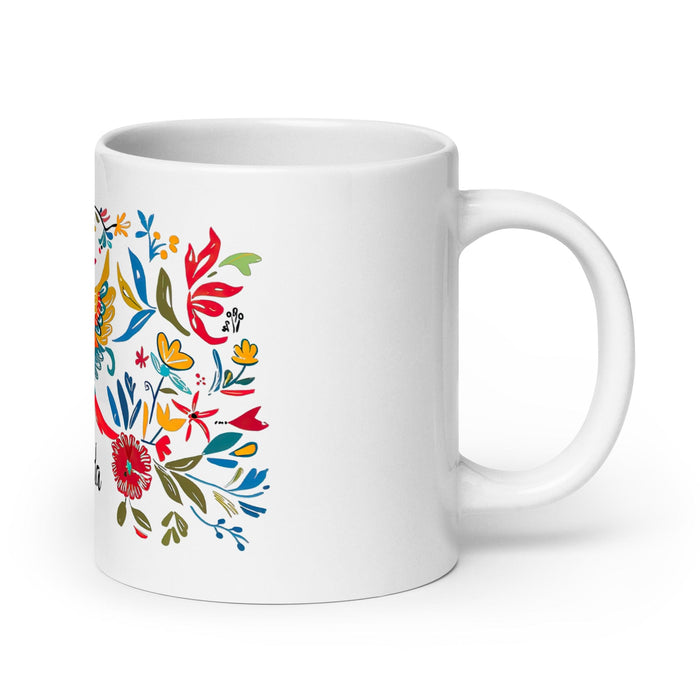 Amanda Exclusive Name Art Piece Home Office Work Coffee Mug Mexican Spanish Pride Gift Cup One-Of-A-Kind Calligraphy White Glossy Mug | A14 Mexicada 20 oz