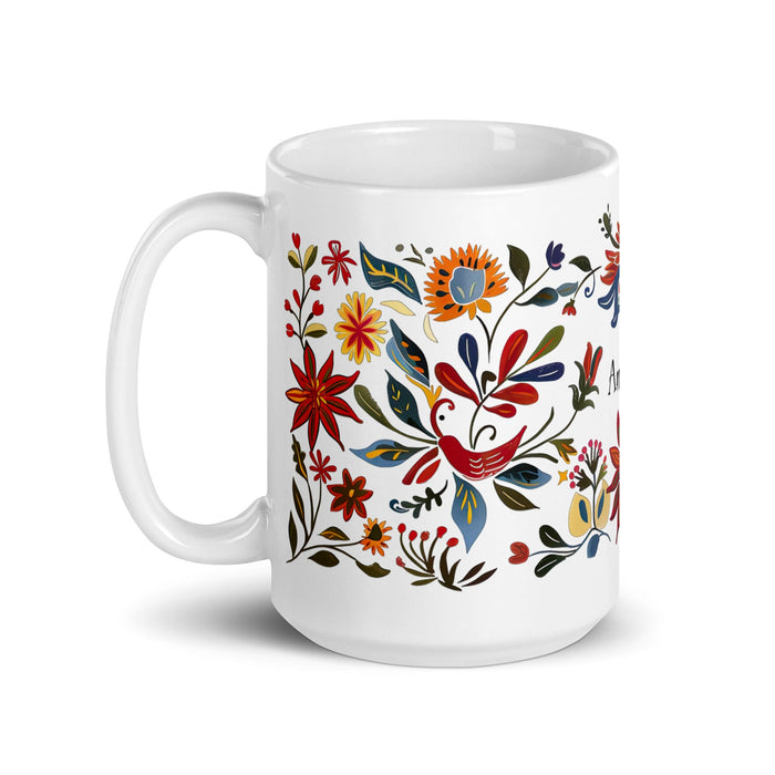 Amanda Exclusive Name Art Piece Home Office Work Coffee Mug Mexican Spanish Pride Gift Cup One - Of - A - Kind Calligraphy White Glossy Mug | A15 - Mexicada