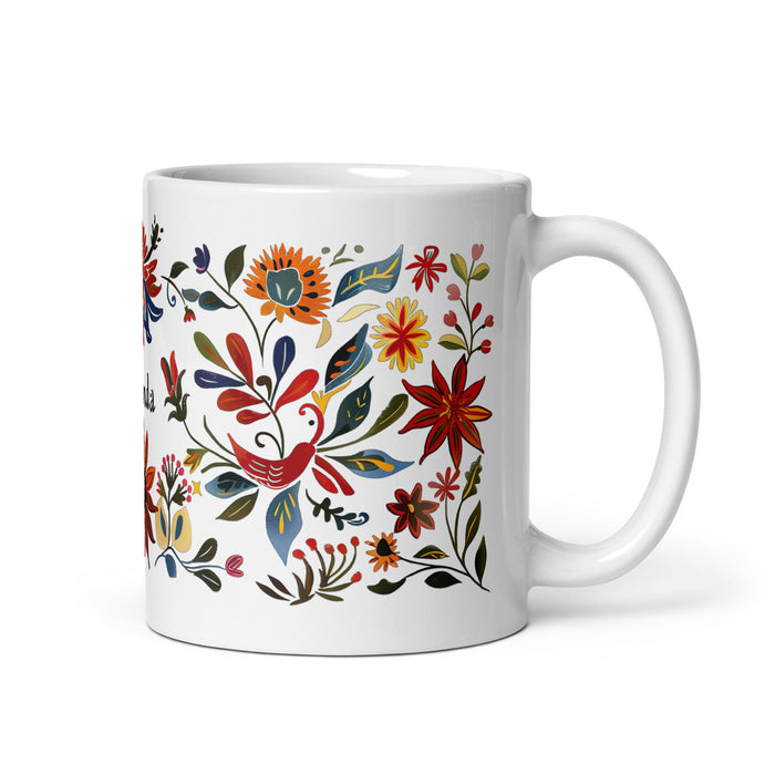 Amanda Exclusive Name Art Piece Home Office Work Coffee Mug Mexican Spanish Pride Gift Cup One - Of - A - Kind Calligraphy White Glossy Mug | A15 - Mexicada