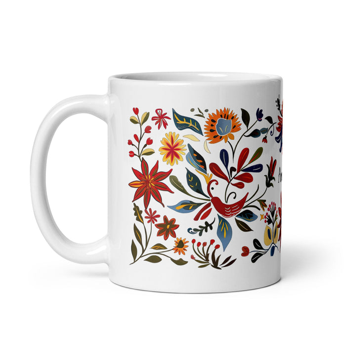 Amanda Exclusive Name Art Piece Home Office Work Coffee Mug Mexican Spanish Pride Gift Cup One - Of - A - Kind Calligraphy White Glossy Mug | A15 - Mexicada