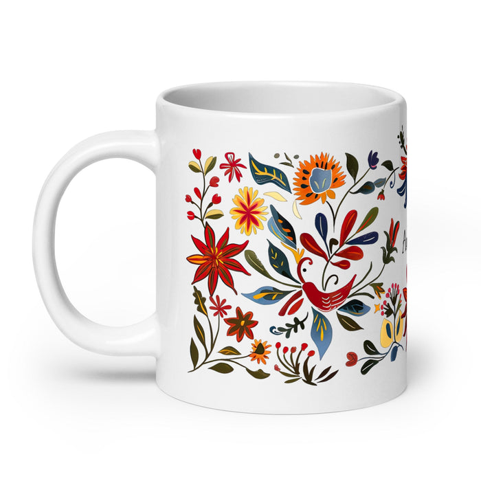 Amanda Exclusive Name Art Piece Home Office Work Coffee Mug Mexican Spanish Pride Gift Cup One - Of - A - Kind Calligraphy White Glossy Mug | A15 - Mexicada