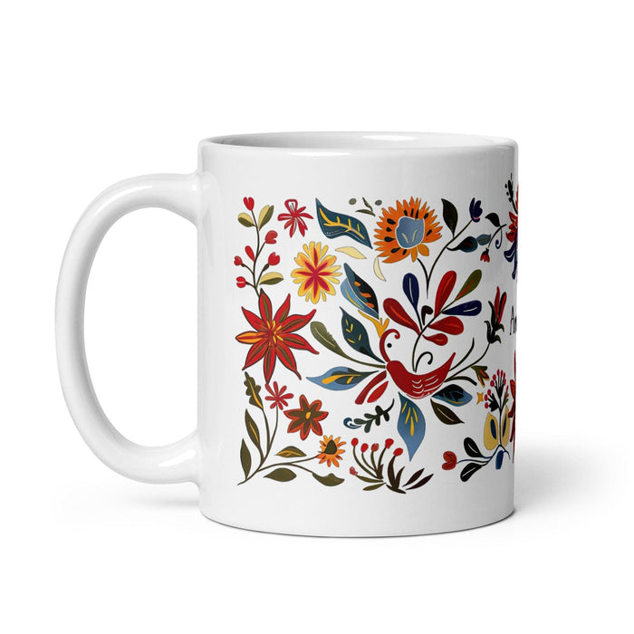 Amanda Exclusive Name Art Piece Home Office Work Coffee Mug Mexican Spanish Pride Gift Cup One-Of-A-Kind Calligraphy White Glossy Mug | A15 Mexicada