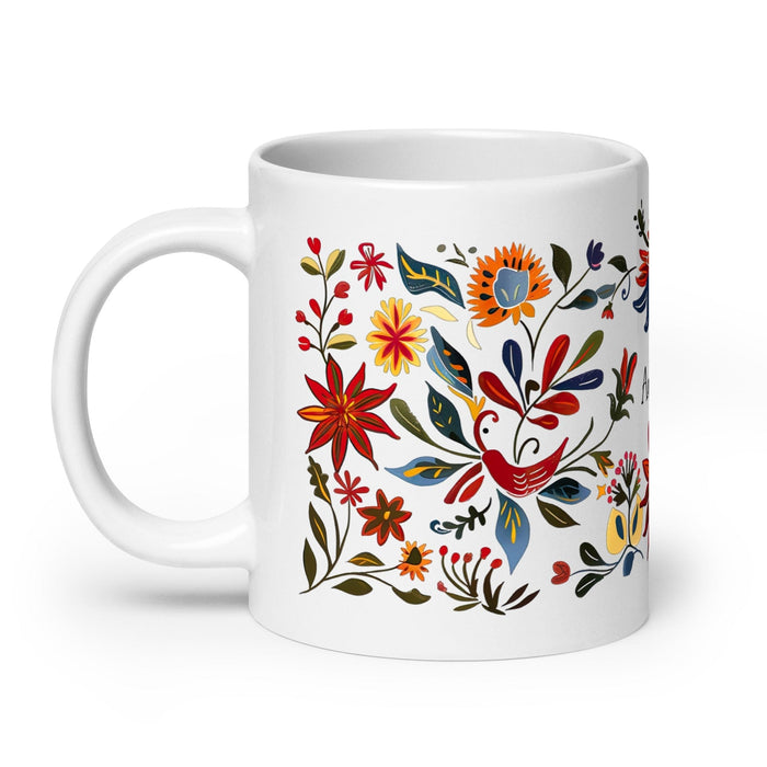 Amanda Exclusive Name Art Piece Home Office Work Coffee Mug Mexican Spanish Pride Gift Cup One-Of-A-Kind Calligraphy White Glossy Mug | A15 Mexicada