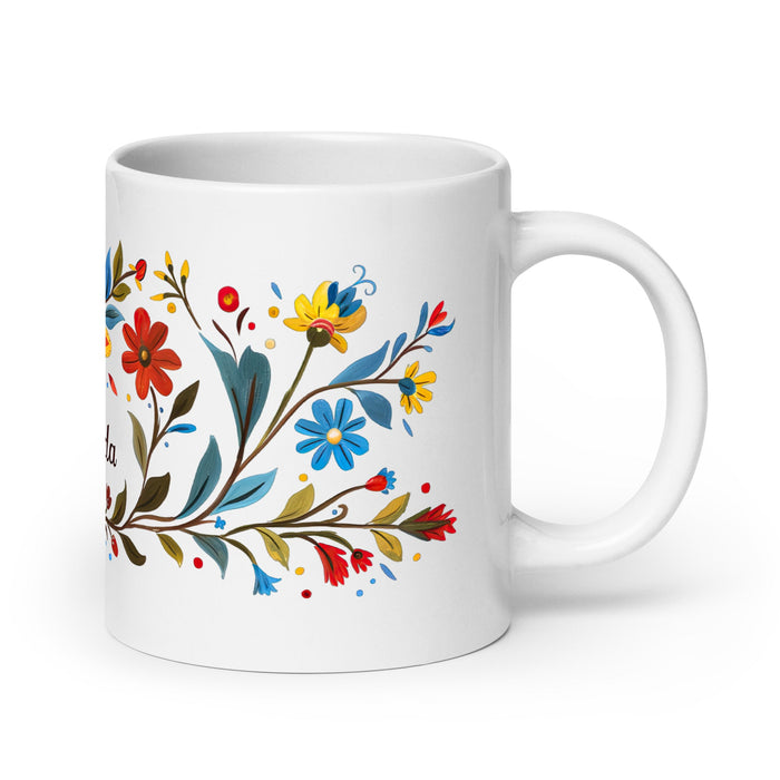 Amanda Exclusive Name Art Piece Home Office Work Coffee Mug Mexican Spanish Pride Gift Cup One - Of - A - Kind Calligraphy White Glossy Mug | A17 - Mexicada