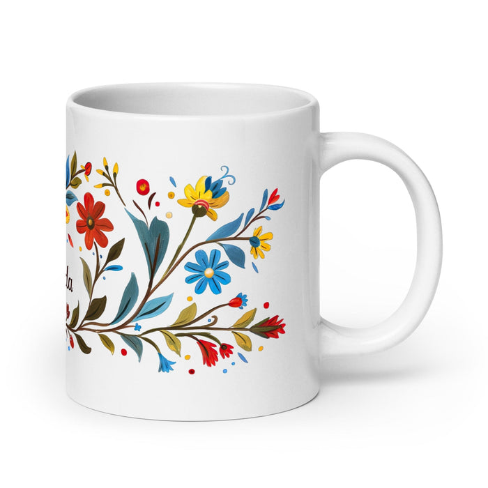 Amanda Exclusive Name Art Piece Home Office Work Coffee Mug Mexican Spanish Pride Gift Cup One-Of-A-Kind Calligraphy White Glossy Mug | A17 Mexicada 20 oz