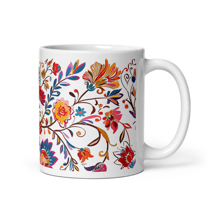 Amanda Exclusive Name Art Piece Home Office Work Coffee Mug Mexican Spanish Pride Gift Cup One - Of - A - Kind Calligraphy White Glossy Mug | A2 - Mexicada