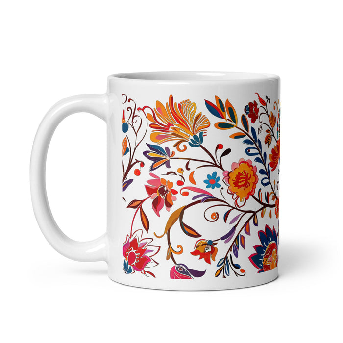 Amanda Exclusive Name Art Piece Home Office Work Coffee Mug Mexican Spanish Pride Gift Cup One - Of - A - Kind Calligraphy White Glossy Mug | A2 - Mexicada