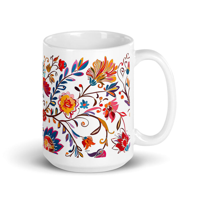 Amanda Exclusive Name Art Piece Home Office Work Coffee Mug Mexican Spanish Pride Gift Cup One - Of - A - Kind Calligraphy White Glossy Mug | A2 - Mexicada