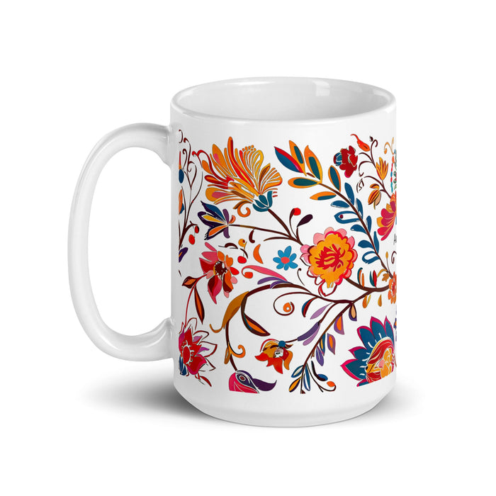 Amanda Exclusive Name Art Piece Home Office Work Coffee Mug Mexican Spanish Pride Gift Cup One - Of - A - Kind Calligraphy White Glossy Mug | A2 - Mexicada